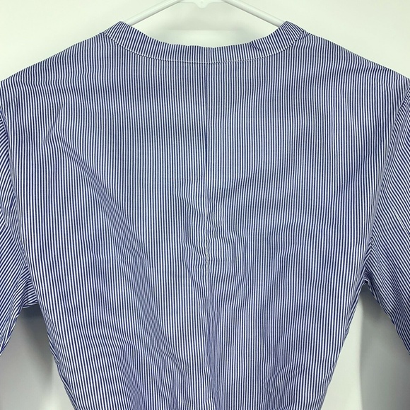 BB Dakota Top Blue Stripe Long Sleeve Tie Waist - Picture 10 of 11